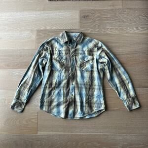 Roper Long Sleeve Plaid Eagle Print Snap Down Shirt